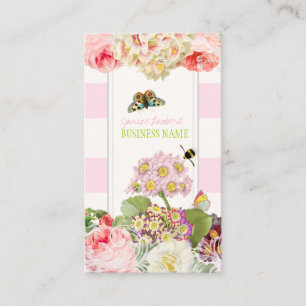 PixDezines vintage primrose, peonies Business Card