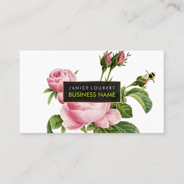 PixDezines Vintage Roses/Illustration/Redoute Business Card (Front)