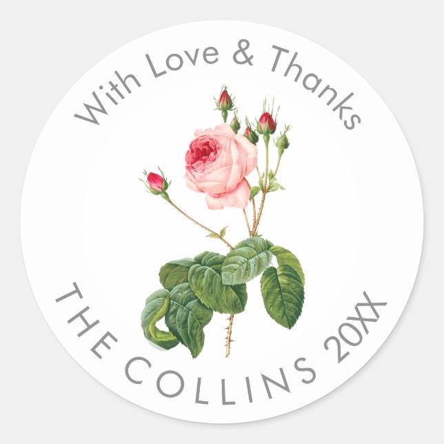 PixDezines Vintage Roses Thank You Stickers (Front)