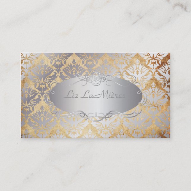 PixDezines vintage sabine damask Business Card (Front)