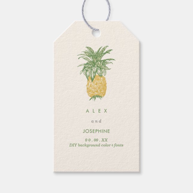 PixDezines Vintage, Sketched Pineapples Gift Tags (Front)