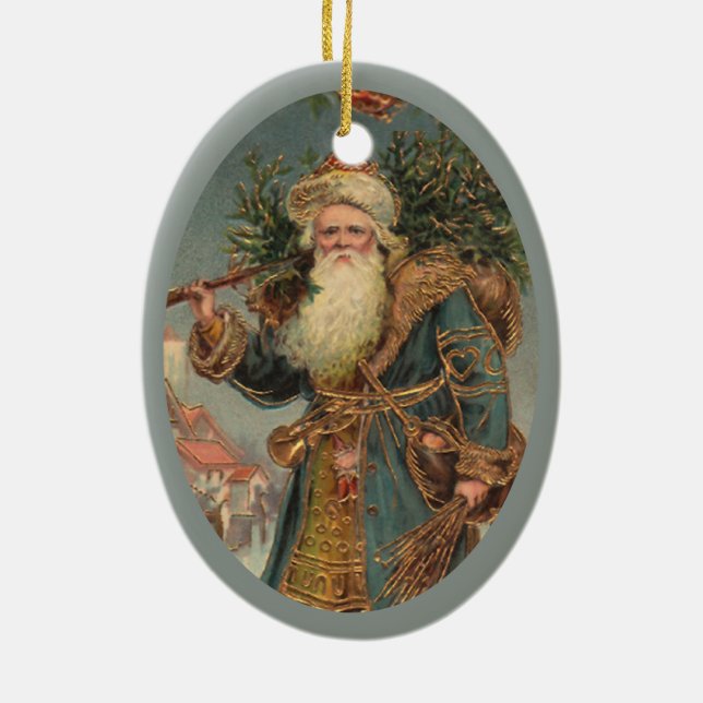 PixDezines Vintage St. Nicholas Ceramic Ornament (Back)