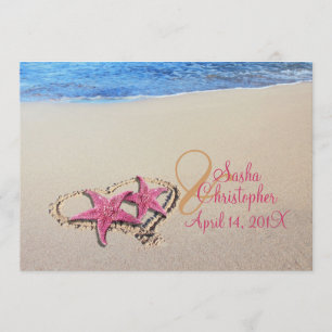 PixDezines vintage Starfish/Beach Wedding Invitation