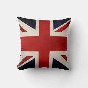 PixDezines vintage union jack flag Throw Pillow