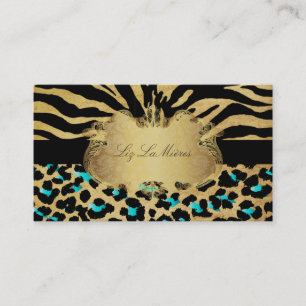 PixDezines vintage zebra+leopard Business Card