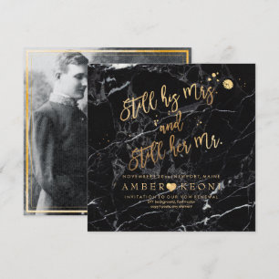 PixDezines Vow Renewal/Faux Gold/Black Marble Invitation
