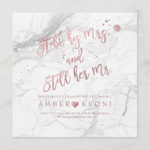 PixDezines Vow Renewal/Faux Rose Gold/White Marble Invitation