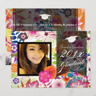 PixDezines Wailea, Floral Graduation Invitation