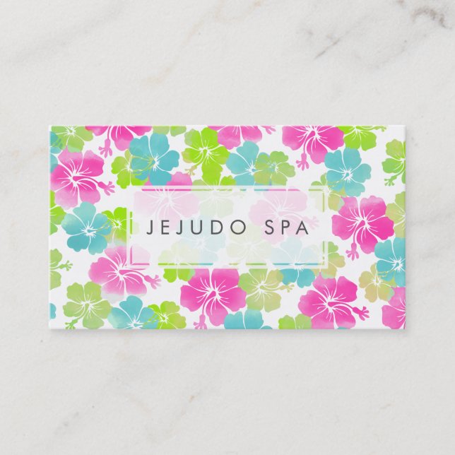 PixDezines watercolor affects/hibiscus Business Card (Front)