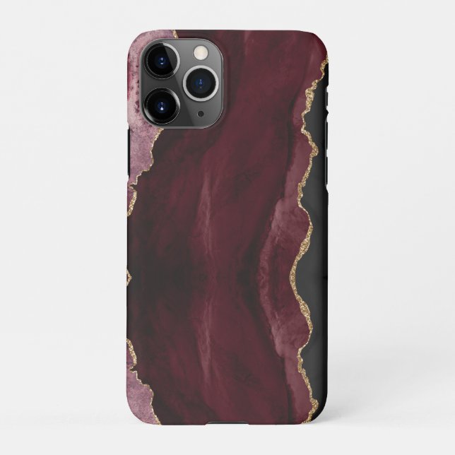 PixDezines WATERCOLOR AGATE BURGUNDY iPhone Case (Back)