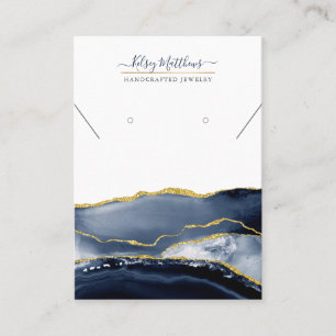 PixDezines Watercolor Agate Navy Gold Business Card