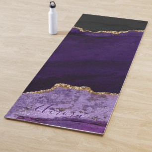 PixDezines Watercolor Agate, Purple Faux Glitter Yoga Mat