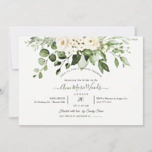 PixDezines Watercolor Alabaster Rose Eucalyptus  Invitation