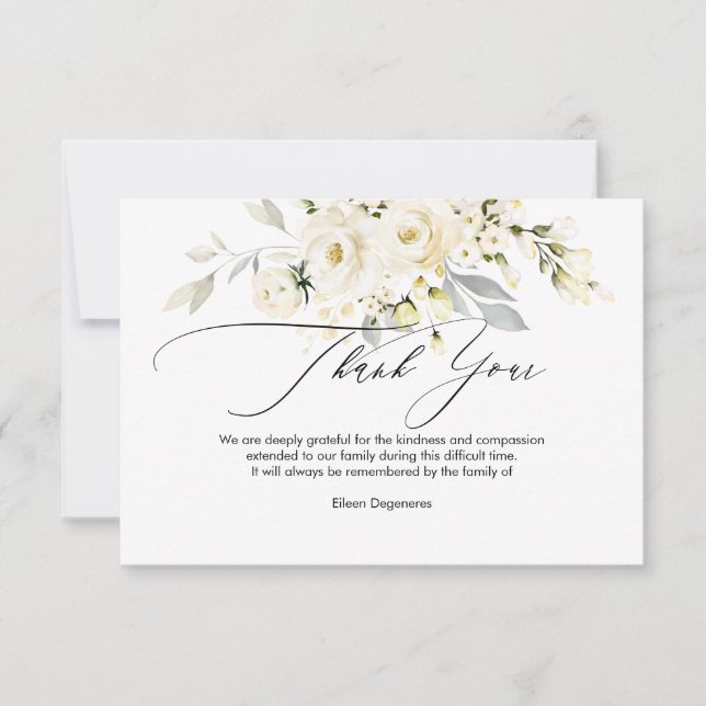 PixDezines Watercolor Alabaster Roses Bereavement Invitation (Front)