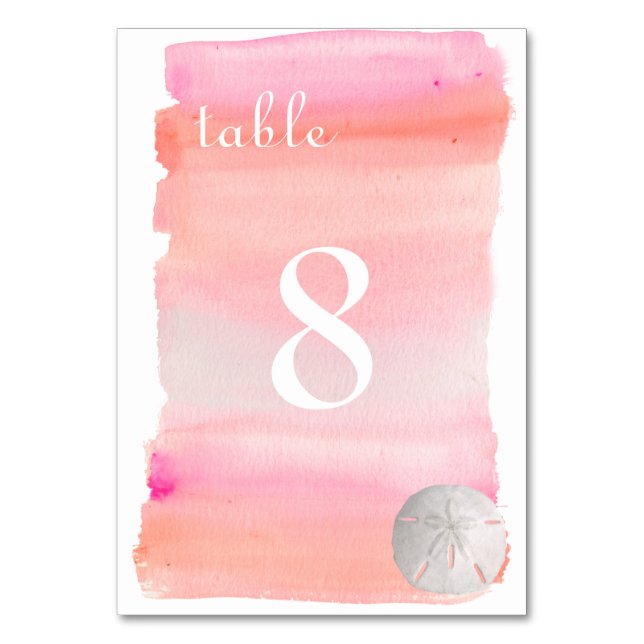 PixDezines Watercolor /Beach Table No. Table Number (Front)