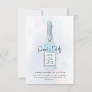 PixDezines Watercolor Blue Champagne Brunch Bubbly Invitation