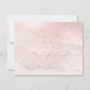 PixDezines Watercolor Blush Coastal Maid of Honour Invitation