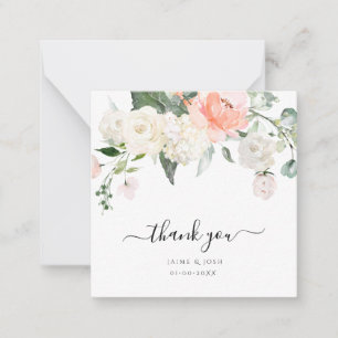 PixDezines Watercolor Blush Coral+White Roses Card