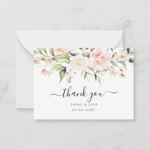 PixDezines Watercolor Blush Cream Roses Note Card