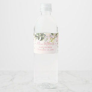 PixDezines Watercolor Blush Gum Eucalyptus  Water Bottle Label