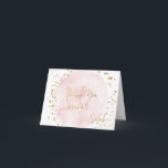 PixDezines Watercolor Blush Pink Gold Bat Mitzvah Thank You Card<br><div class="desc">PixDezines watercolor round swatch in blush pink and faux gold dust for a Bat Mitzvah Thank you Gracias. This design renders a modern and stylish handwritten signature font in faux gold, copy and paste for darker opacity and the image tone can be changed with filter. The font for Mitzvah's name...</div>