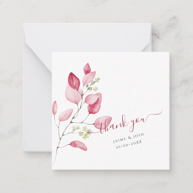 PixDezines Watercolor Blush Pink Gum Eucalyptus Card (Front)