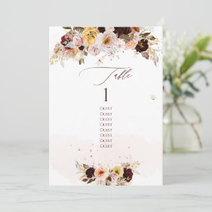 PixDezines Watercolor Boho Flowers Table No. Invitation