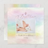 PixDezines Watercolor Cotton Candy, Baptême Fille