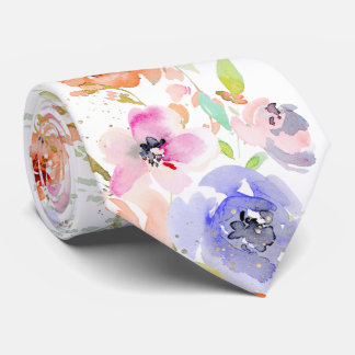 PixDezines Watercolor Delicate SpringBloom Tie