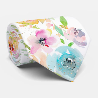 PixDezines Watercolor Delicate SpringBloom Tie
