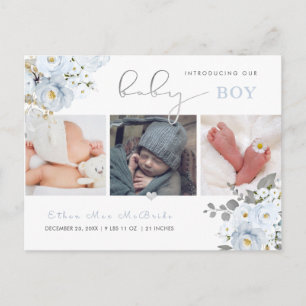 PixDezines Watercolor Dusty Blue Rses Postcard