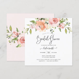 PixDezines Watercolor Dusty Rose Bridal Shower Invitation