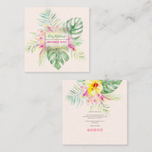 PixDezines Watercolor Elegant Tropical Paradise Square Business Card
