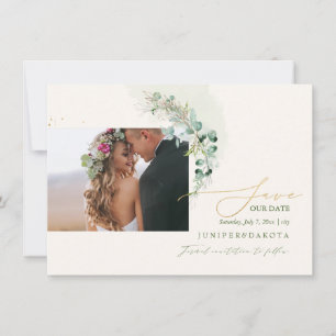 PixDezines Watercolor Eucalyptus Wreath Greenery Save The Date