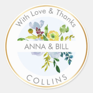 PixDezines Watercolor Floral/Ranunculus/Thank You Classic Round Sticker