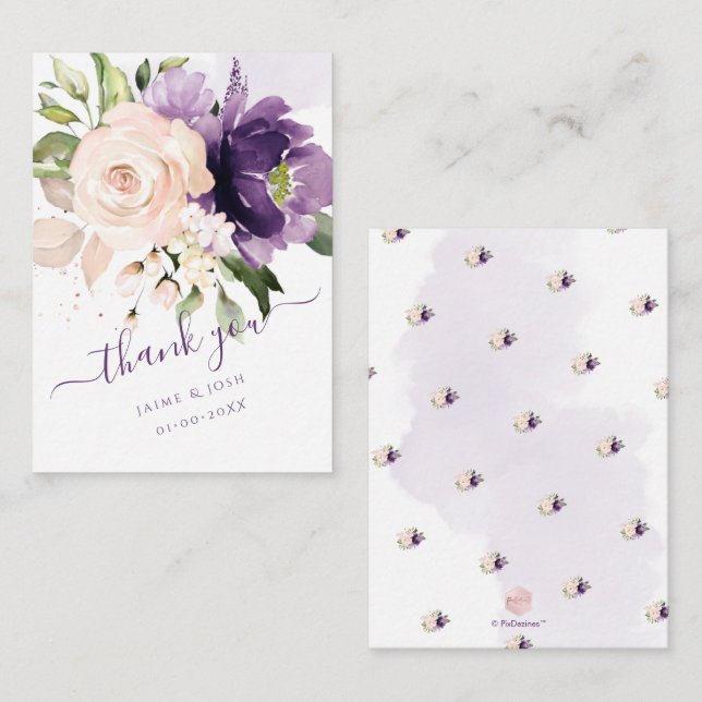 PixDezines Watercolor Flowers Blush Pink Merlot Card (Front/Back)