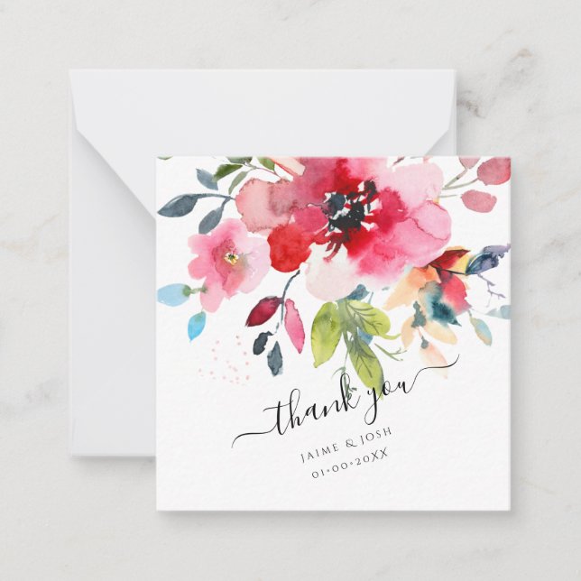 PixDezines Watercolor Flowers Ombre Red Roses Card (Front)