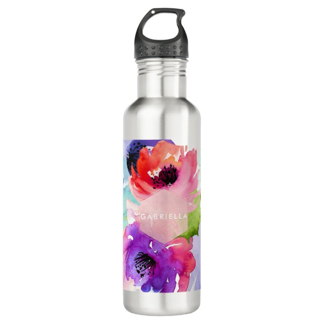 PixDezines Watercolor Flowers/Water Rose 710 Ml Water Bottle (Front)