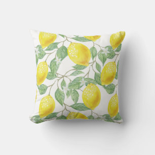 PixDezines Watercolor Lemon Pattern DIY Colours  Throw Pillow