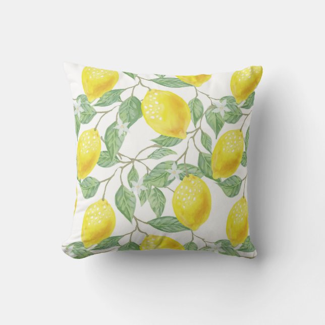 PixDezines Watercolor Lemon Pattern DIY Colours  Throw Pillow (Front)