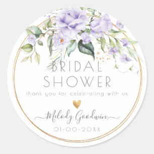 PixDezines Watercolor Lilac Purple Roses Classic Round Sticker