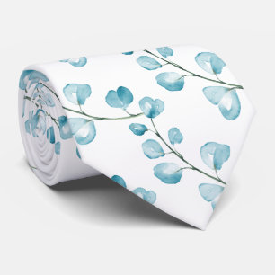 PixDezines Watercolor Mediterranean Blu Eucalyptus Tie