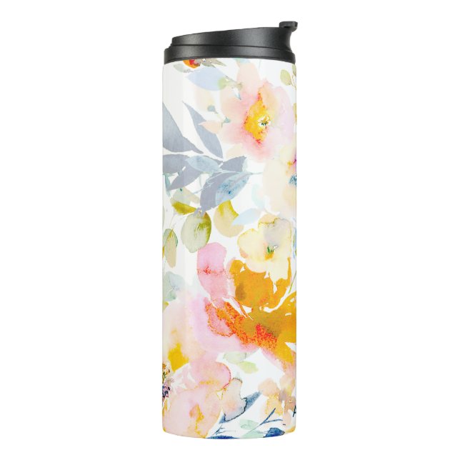 PixDezines WATERCOLOR MIDSUMMER GARDEN ROSES Thermal Tumbler (Rotated Left)