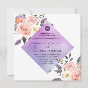 PixDezines Watercolor Pastel Roses+Lavender Invitation