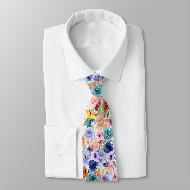 PixDezines Watercolor Petite Summer Florals Tie (Tied)