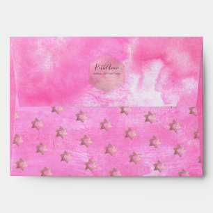 PixDezines Watercolor Pink Bat Mitzvah Envelope