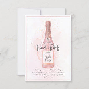 PixDezines Watercolor Pink Champagne Brunch Bubbly Invitation