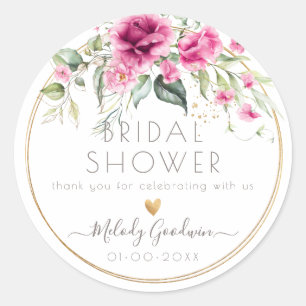 PixDezines Watercolor Pink Roses Bouquet Classic Round Sticker