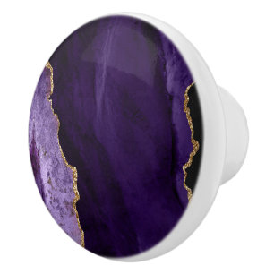 PixDezines Watercolor Purple Agate Ceramic Knob