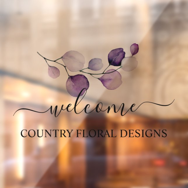 PixDezines Watercolor Purple Eucalyptus Sprig Window Cling (Sheet 2)